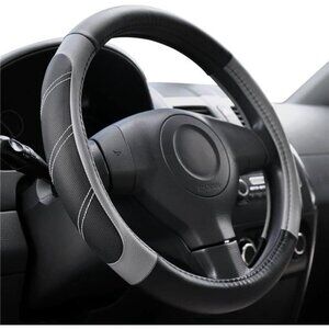Leather Steering Wheel Cover 14 1/2 inch to 15 inch Universal,